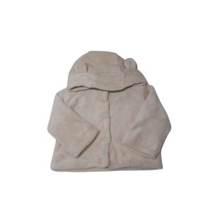 SACO CAPUCHA PELUDITO BEIGE FORRO ALG GRIS SACKS T9/12M