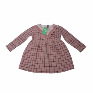 VESTIDO ALG ROSADO CUADRILLE GRIS VOLADO ZARA T9/12M