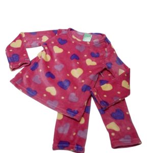 CONJ PIYAMA BUZO Y PANT PELUDITO CORAZONES MCH T3AP