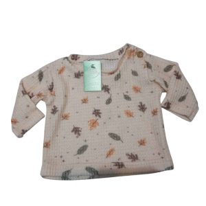BUZO HILO BEIGE HOJAS VERDE MARRON NARANJA SIN MARCA T3/6M
