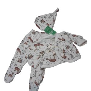 CONJ ALG BATITA PELELE Y GORRO BCO ANIMALES T1M AP