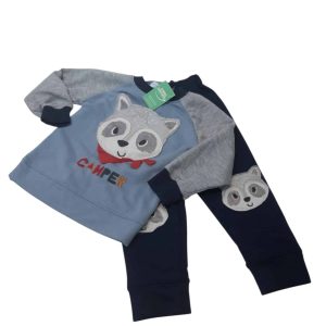 CONJ BUZO Y  JOGG CELESTE AZUL GRIS ZORRO ELO 6/12M