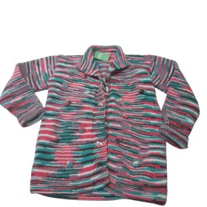 SACO LANA TEJIDO ARTESANAL RAYADO DE COLORES PELOTITAS T10AP