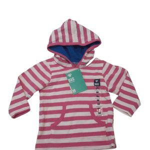 REMERA RAYADA ALG ROSA BCA CAPUCHA BAS T6M NUEVO