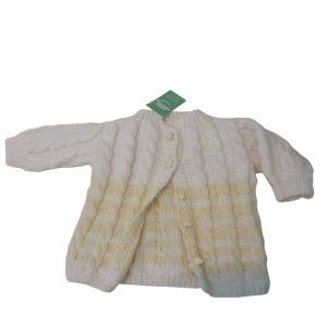 BATITA LANA BCO Y AMARILLO BOTONES ATRAS TORTUGUITAS AMARILLAS 3M APRO
