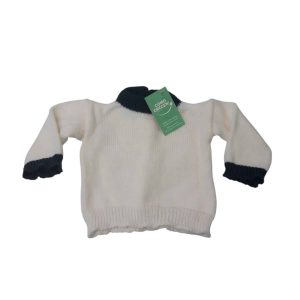 BUZO POLERA HILO BCO AZUL SIN MARCA T0/3M