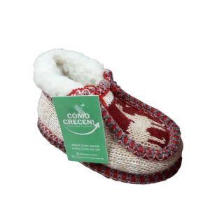 PANTUFLAS BOTA ROJO BEIGE FORRADA CORDERITO T20/21 GRANDES