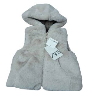 CHALECO BEIGE REVERSIBLE PELUDITO ZARA T6/9M NUEVO