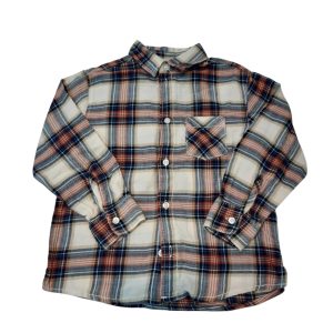 CAMISA VILLELA CUADRILLE BEIGE ROJO AZUL H&M T3/4