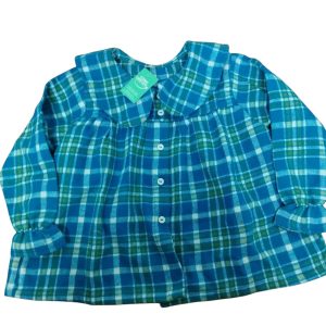 CAMISA FRANELA CUADROS TURQUESA AMARILLO BCO CUELLO BEBE T 3 ES 4