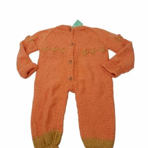 ENTERITO TEJIDO NARANJA MOSTAZA BOTONES T12/18M