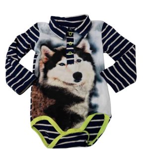 BODY ALG AZUL RAYAS BCAS BROCHES LOBO CLAESENS BABY T6/9M AP