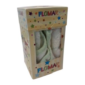 TOALLON BLANCO BORDES VERDES BUHO EN CAJA FLOMAR