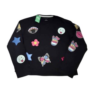 REMERA ALG NEGRA DIBUJOS BESO FLOR MARIPOSA FUZARKA T9/10