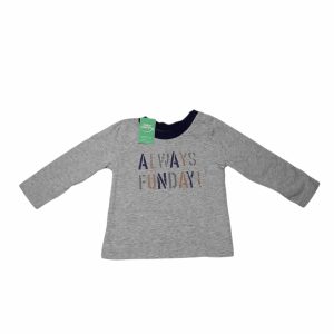 REMERA ALG GRIS BORDE CUELLO AZUL ALWAYS FUNDAY BAS T9/12M