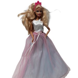 BARBIE ARTICULADA VESTIDO BCO ROSA TUL