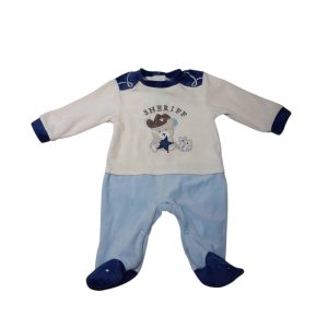PIYAMA PIEL DURAZNO BCO AZUL SHERIFF OSO T6/9M