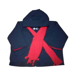 TAPADO LANA AZUL CON BUFANDA ROJO PETITE POMME T1