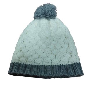 GORRO LANA BLANCO GRIS POM PON ODALER