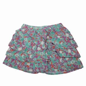 POLLERA PANA CELESTE FLORES NARNAJA Y FUCSIA GENUINE KIDS T2
