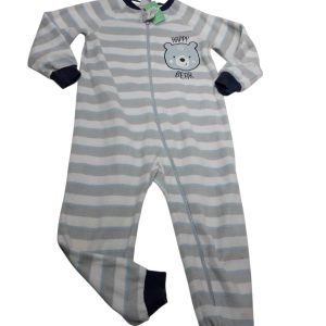 PIYAMA POLAR GRIS BCO CELESTE RAYAS HAPPY BEAR ACCESORIES T4