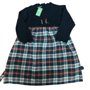 VESTIDO LANA CON VILLELA CUADRILLE ROJO BLANCO VERDE PETITE POMME T6
