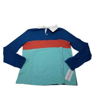 REMERA AZUL ANARANJADA CELESTE CUELLO BOTONES CAT&JACK T10/12 NUEVA