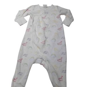 PIJAMA PLUSH BCO DINOSAURIOS DE COLORES BAS T0/3M