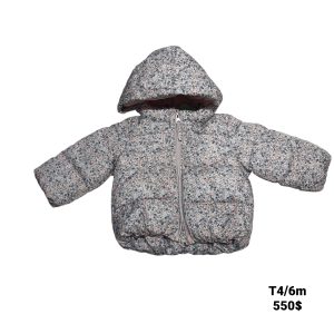 CAMPERA INFLADITA BCA FLORES ROSA CELESTE CAPUCHA H&M T4/6M