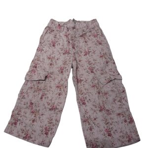 PANTALON CARGO PANA ROSA FLORES T9M APROX