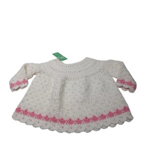 BUZO TEJIDO BCO BORDE ROSA SIN MARCA T3M
