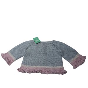 SACO LANA GRIS BEIGE ROSA T0/3M