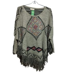 BUZO TIPO PONCHO LANA GRIS NEGRO COLORES EIKEEL TL AP