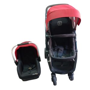 COCHE CON BABYSILLA ROJO NEGRO PREMIUM BABY ROCE DET PLASTICO NO AUTO