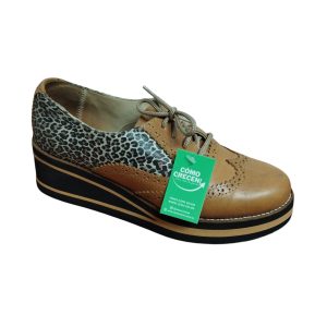ZAPATO C CORDON MARRON ANIMAL PRINT TACO CORRIDO MININAS T 38 MCH