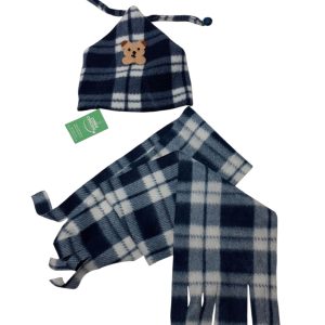 GORRO Y BUFANDA POLAR CUADRILLE AZUL BCO OSO