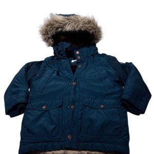 CAMPERA INFLADA NYLON AZUL CAPUCHA PELUDITA H&M T4/5