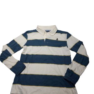 REMERA RAYADA BCA AZUL VERDE CUELLO HUSH PUPPIES T12