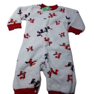PIYAMA PELUDITO BLANCO ROJO BURROS ROJOS T9M AP