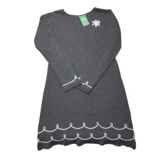 VESTIDO LANA GRIS BORDADO EN BCO T10AP FR SIN MARCA