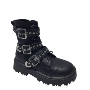 BOTAS ESTILO BORCEGO 3 HEBILLAS TACHAS ZARA T32 COMO NUEVA