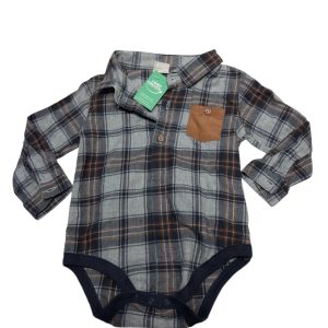 BODY FELPA CUADROS GRIS MARRON CUELLO TEDDY T9/12M
