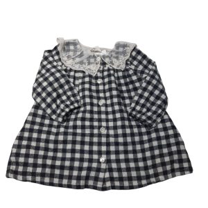 VESTIDO CUADRILLE NEGRO BEIGE CUELLO TULL H&M T4/6M
