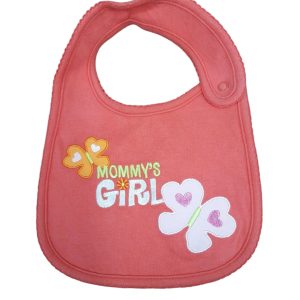 babero coral mommys girl mariposas rosa naranja verde blanco