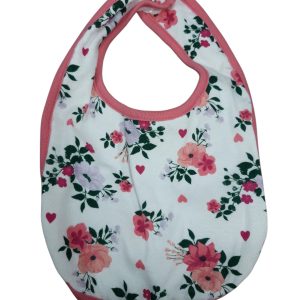 babero blanco rosado flores