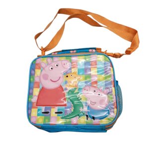 LUNCHERA CELESTE NARANJA PEPPA PIG Y GEORGE