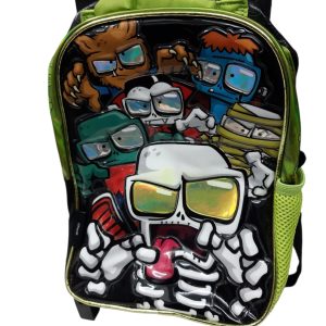 MOCHILA CARRITO VERDE NEGRA ZOMBIES MANCHITA