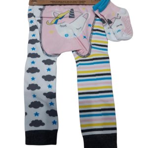 PANTY + MEDIAS BCO ROSA UNICORNIO ZOOCCHINI T12/18M NUEVAS