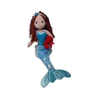 SIRENA COLA CELESTE PELUCHE CON PEZ ROJO THE PETTING ZO