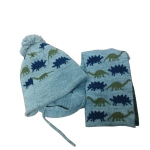 CONJUNTO GORRO BUFANDA GRIS DINOSAURIOS ZARA FR
